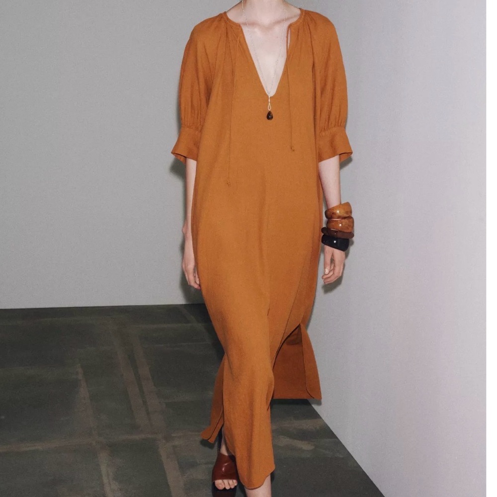 ZW COLLECTIVE Elegant LINEN TUNIC Orange Dress